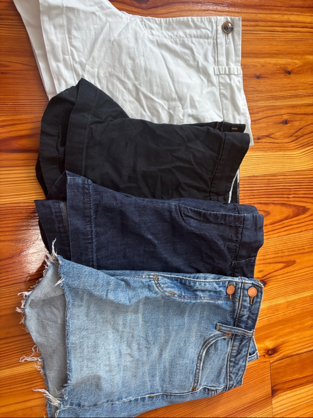 J. Crew Factory Black, Old Navy white,Loft Navy and Light Blue Denim Shorts Set